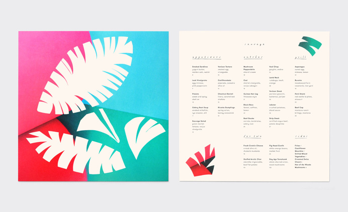 Sauvage branding by Triboro #restaurant #cutout #color #grid #handwriting