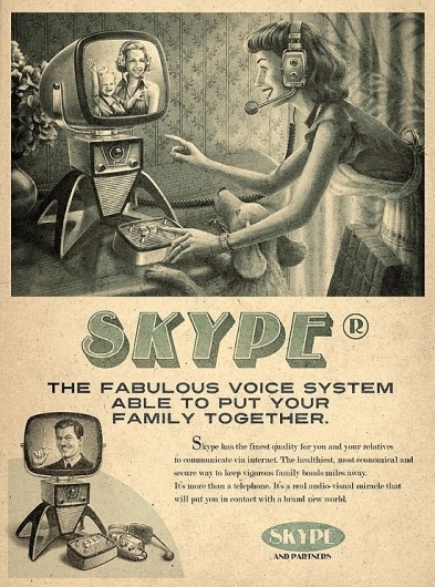 Retro Future Ads For Facebook, YouTube & Skype #illustration #retro #skype