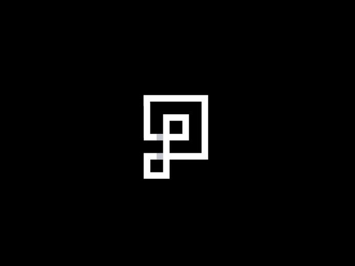 P as in pixel line art movement subtle smart minimal clean logotype logo pixelworker pixel