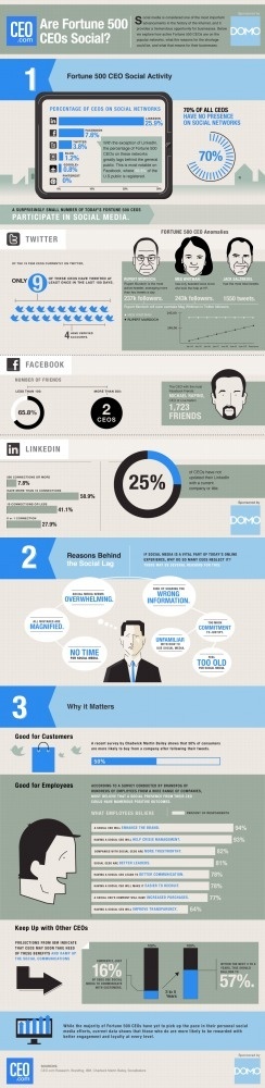 Infographic: How Social Are Fortune 500 CEOs? | CEO.com #ceo #infographic #facebook #twitter #media #social