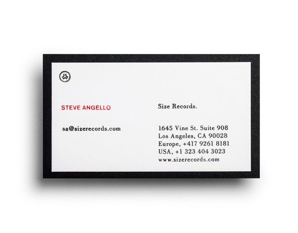 Logo and business card with white foil detail designed by Face for Steve Angello's independent record label Size #steve #white #business #card #label #size #angellos #independent #record #designed #logo #face #detail #foil