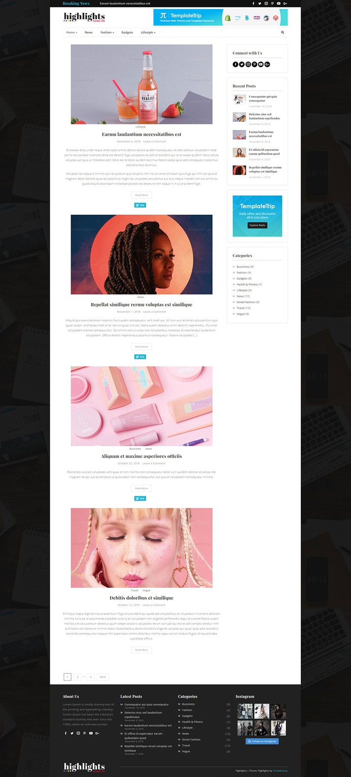 #FREE #Highlights - #WordPress #Personal #Blog #Magazine #Theme | #TemplateTrip #Website #Templates