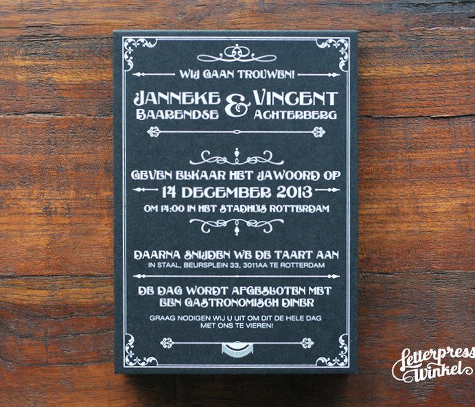 Screen printed wedding invite by Letterpress Winkel