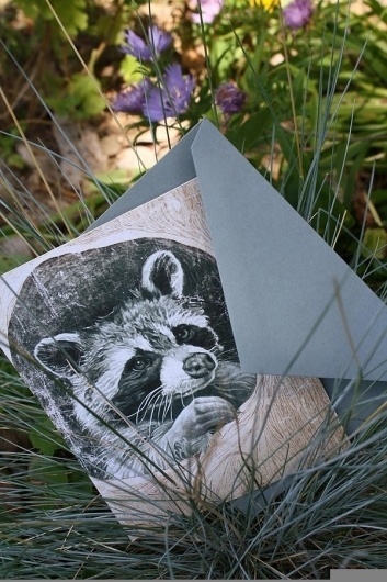 Snail's Pace Raccoon Illustration - Note Card #pace #snais #stationery #racoon #paper