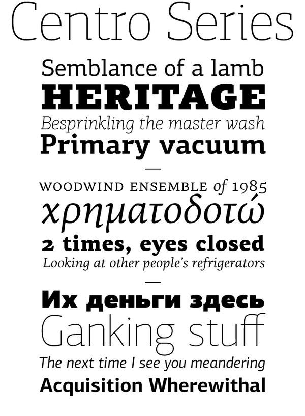 Centro Series by Panos Vassiliou #font #serif #sans #type #parachute #typography