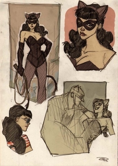Artist Reimagines Batman in the '50s - DesignTAXI.com #catwoman #batman #illustration #vintage #comics