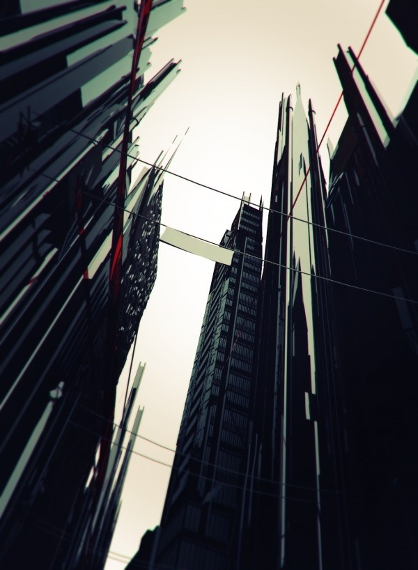 red ink on paper #gotham #city #design #batman #tower
