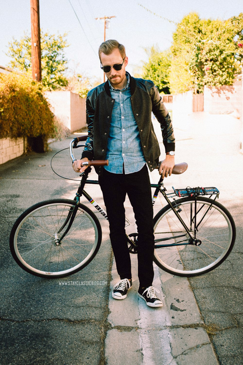 October 18, 2013.Â Went for a bike ride in my new varsity jacket.Jacket: Stay Chic Fashion (c/o)Shirt:Â Indigo Japanese ChambrayÂ J. Crew #stayclassic #menswear