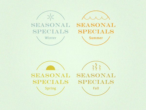 Seasonal Specials #spring #nick #icon #cold #fall #icons #warm #sickelton #cafe #summer #seasons #logo #winter