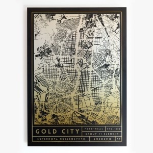 "Gold city" - From our new aluminium originals series, Fake Gold / Wrong edition. Printed on metal canvas using a deep print technique. Mad #print #illustration #urban #frame #perspective #design #structure #artwork #poster #gold #nordicdesign #city #grid #metal #fakegold #aluminium #typography #inspiration #streets #smedsmo #diamond #black #art #shiny