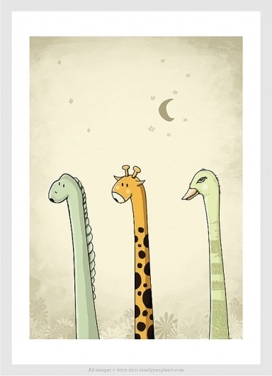 Long Neck Buddy Art print size 8 x 11 by lonelypeopleart on Etsy #drawings #etsy #art #animals #lonelypeopleart