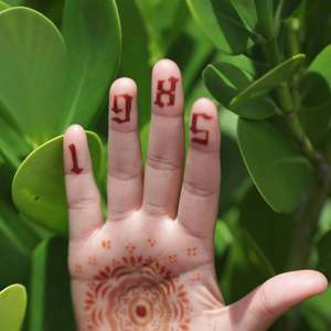 Gothic Numbers Henna Tattoo on fingertips Mihenna's new henna tattoo stencil allows you to create perfect Gothic Numbers without any experience needed. Beginner henna artists, get started with Mihenna.