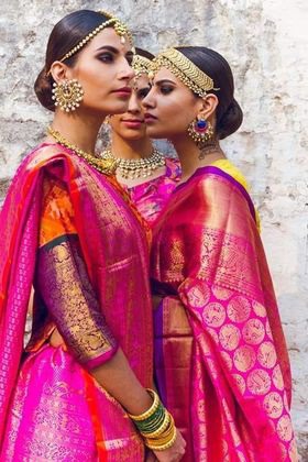 Fushia Pink & Purple Saree