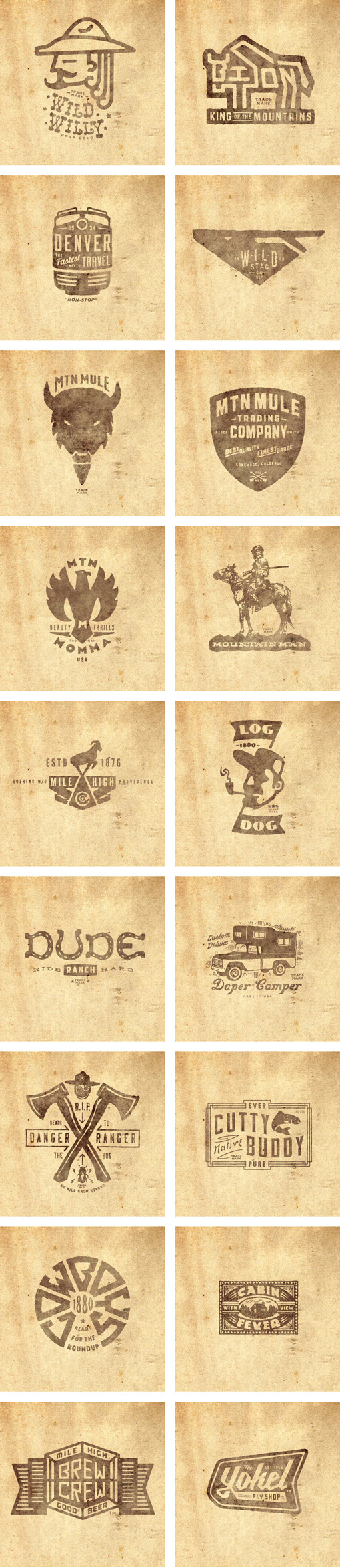 THINKMULE™ MTN MULE™ TRADING COMPANY logos set. #logos #thinkmule #collection #colorado #pruitt #vintage #logo #jeremy