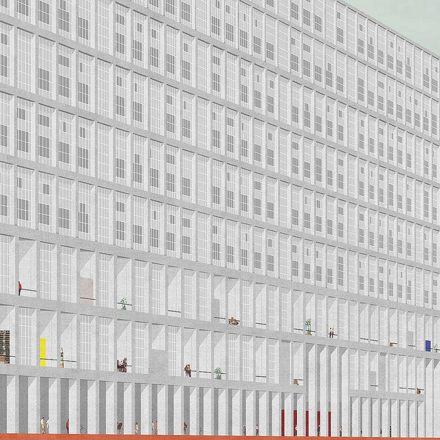 Live Forever: The Return of the Factory. Proposal for a living/working unité d'habitation for 1600 inhabitants at the Balti Station area, #architecture