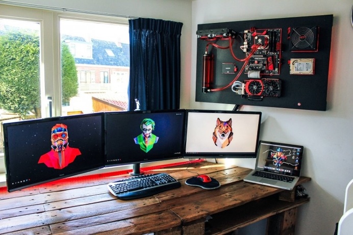 Wall mounted game pc build