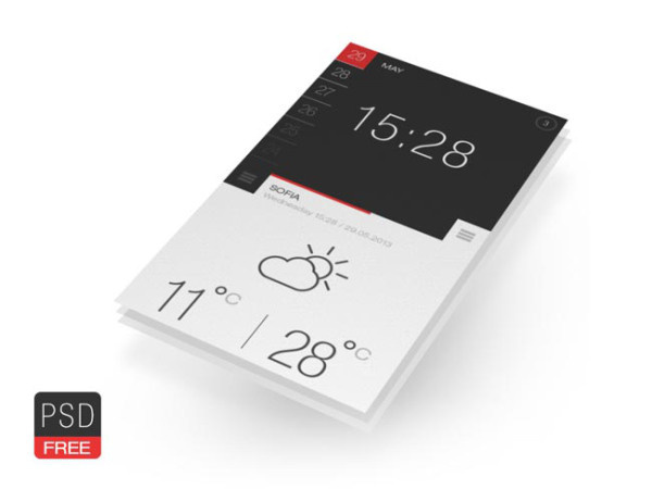 Free Weather App UI PSD for Designer