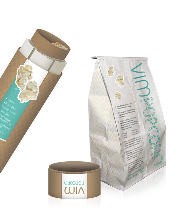 Vim popcorn - showing opening #packaging #popcorn #cylinder