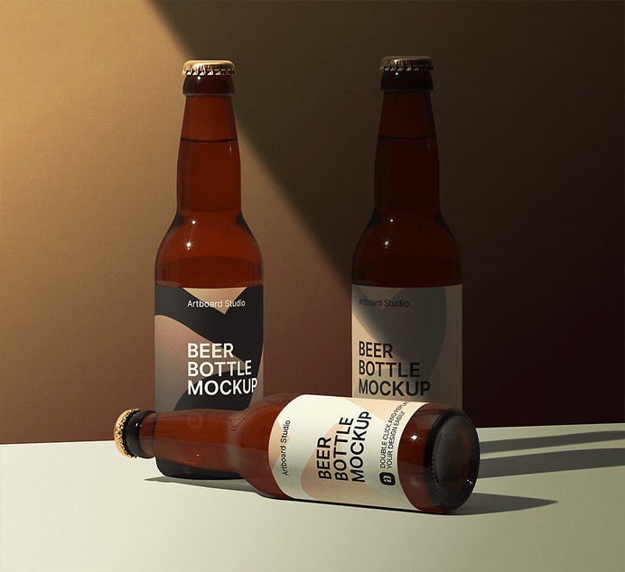 Beer bottle mockup scene #beer #brewery #bottle #label #logo #brand #package #mockup