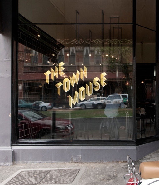 The Town Mouse Gold Metallic Type Storefront Window Decal #type