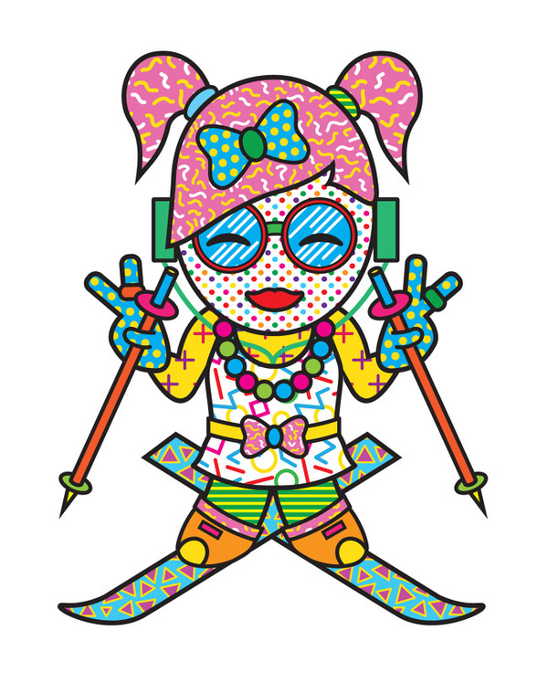 ILLUSTRATION Mitchell Clements #vector #girl #skiing #illustration #harajuku #japan