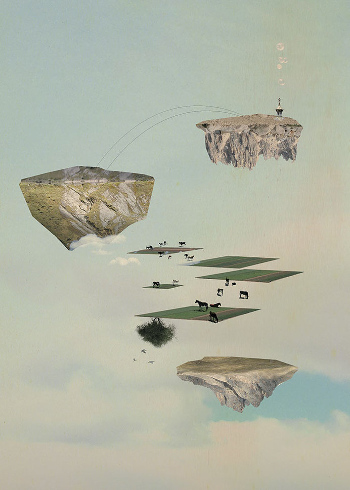 Islands by Tom Reznikov #islands #print #floating #nature #poster #art #collage #mountains