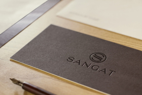 Sangat | Wellness and Spa centre on Behance #logotype #relief #invitation #hot #finishing #pilates #wellness #printing #materica #foil #spa #logo #special #fedrigoni #yoga #beauty