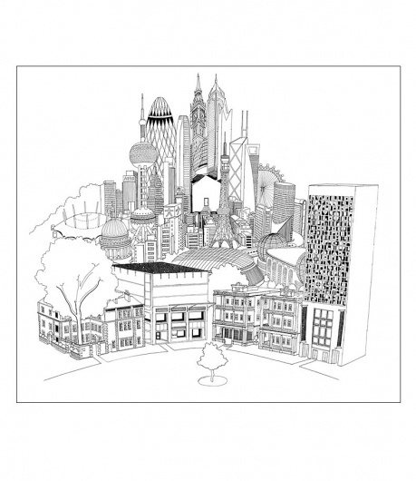 'Homes' by Chris Dent | QGK01441 | Gifts and Games | Accessories | Shop Online | en-GB | dunhill #chris #white #cityscape #black #illustration #and #dent #dunhill