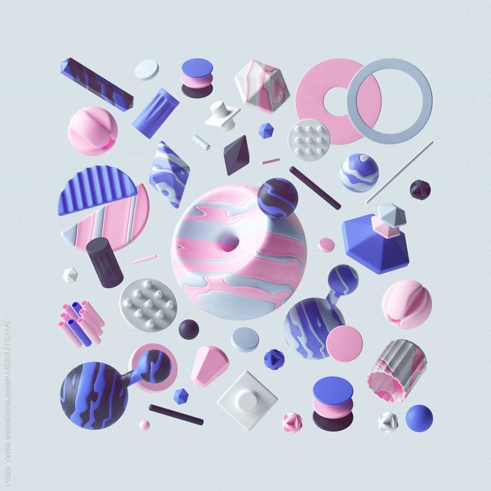 ... shapes blue spacing flat round depth wavy stripes solid pink petertarka c4d cinema4d 3d render set setdesign