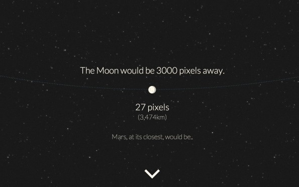 distance toÂ mars #infographic #typography #interactive #earth #space #pixels #scale #information design #interaction #information graphic
