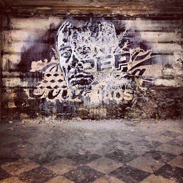 Vhils in Paris at the remains of the legendary club Le Bain Douche. #distress #mural