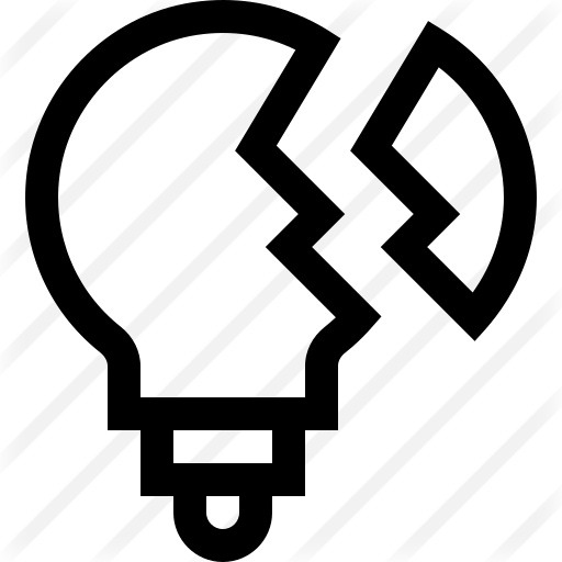 See more icon inspiration related to business and finance, idea, electronics, light bulb and broken on Flaticon.