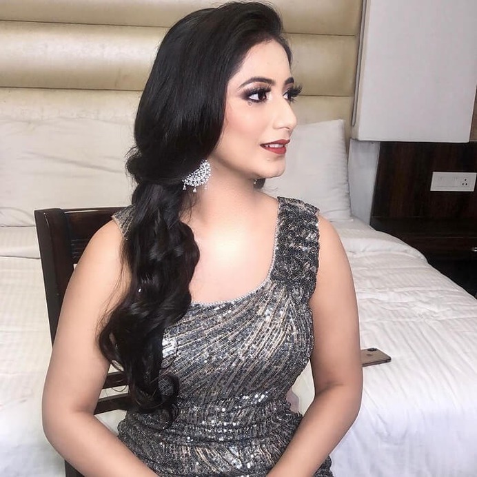 Lengthy Curls Indian Engagement Hairstyle
