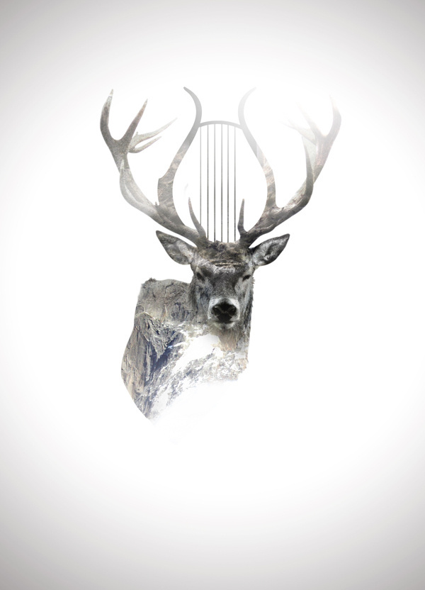 Behance :: Editing Digital Illustrations #deer #alpine #digital #illustration #nature #music #mountains