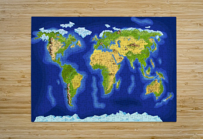 World Map  HD Metal print with Floating Frame on Back