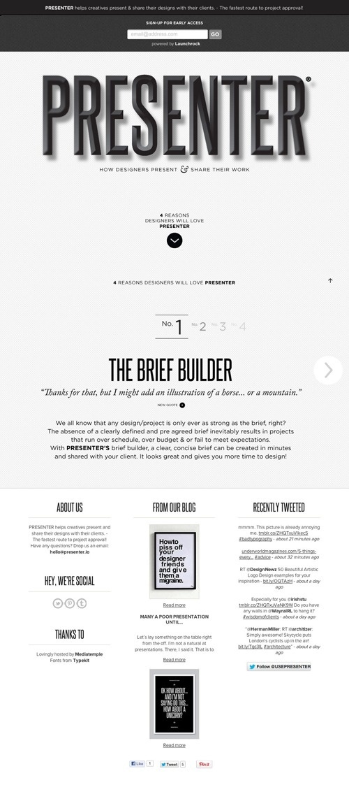 • PRESENTER is now on Behance! #responsive #design #web #typography
