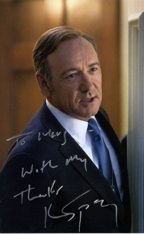 Autograph photo from my favorite actor - Kevin Spacey to me ~ To Marge with my thanks ♥