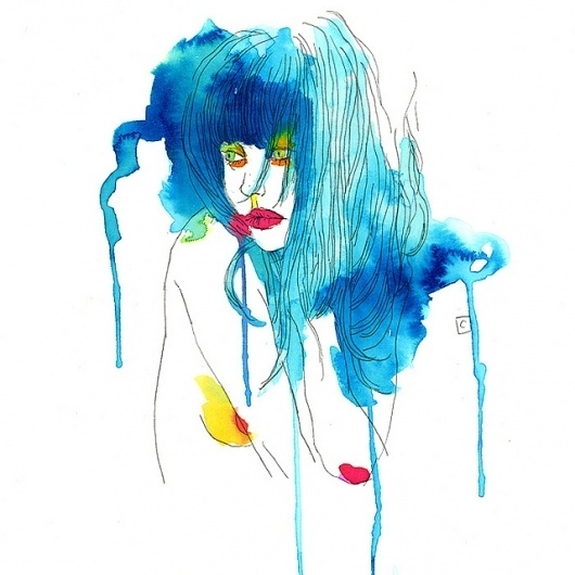Curves For Every Line [illustrations by Conrad Roset] I Art Sponge #color #roset #conrad #paint #illustration #watercolor