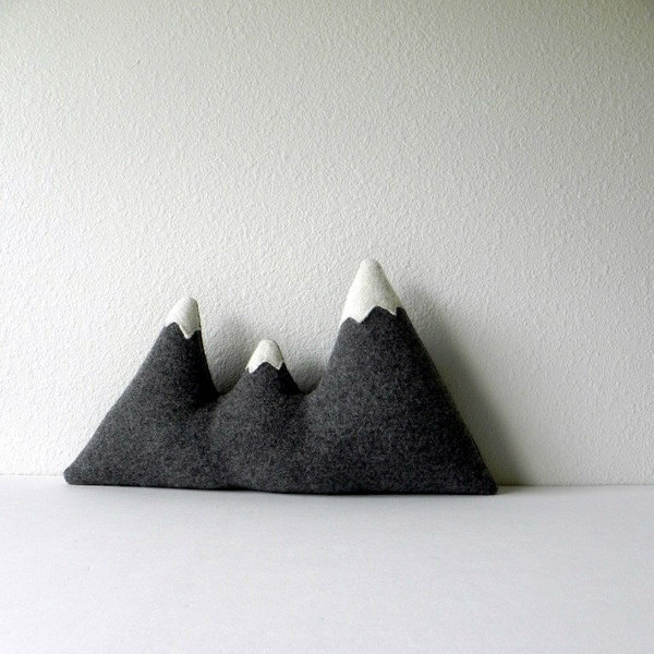 the Sisters grey wool mountain range pillow #pillow #mountain