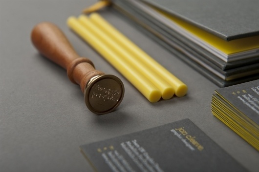 jon cleave #stamp #self #portfolio #yellow #promotional #material #seal #promotion #wax #grey