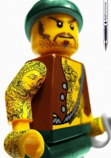 Pilot Extrafine: Lego Tattoos | NiceFuckingGraphics! #lego #advertisement #pilot #tattoo #extrafine