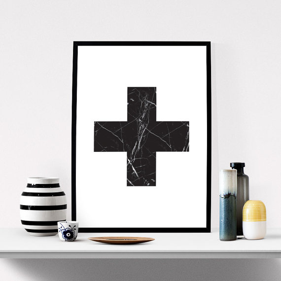 Swiss Cross / Marble Graphic Art / #printableart #abstract #art