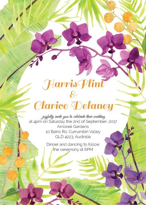 Island Wedding - Wedding Invitations #paperlust #weddinginvitation #weddingstationery #weddinginspiration #design #tropical #purple #green