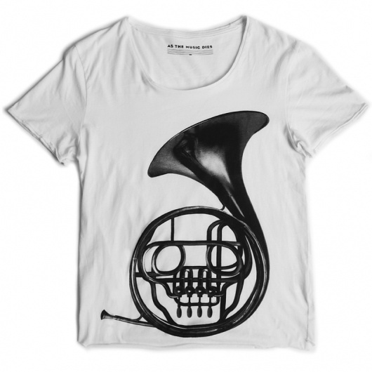 shoot_frenchhorn_shirt_white_lrg.jpg (JPEG Image, 800x800 pixels) #t #design #graphic #shirt #illustration