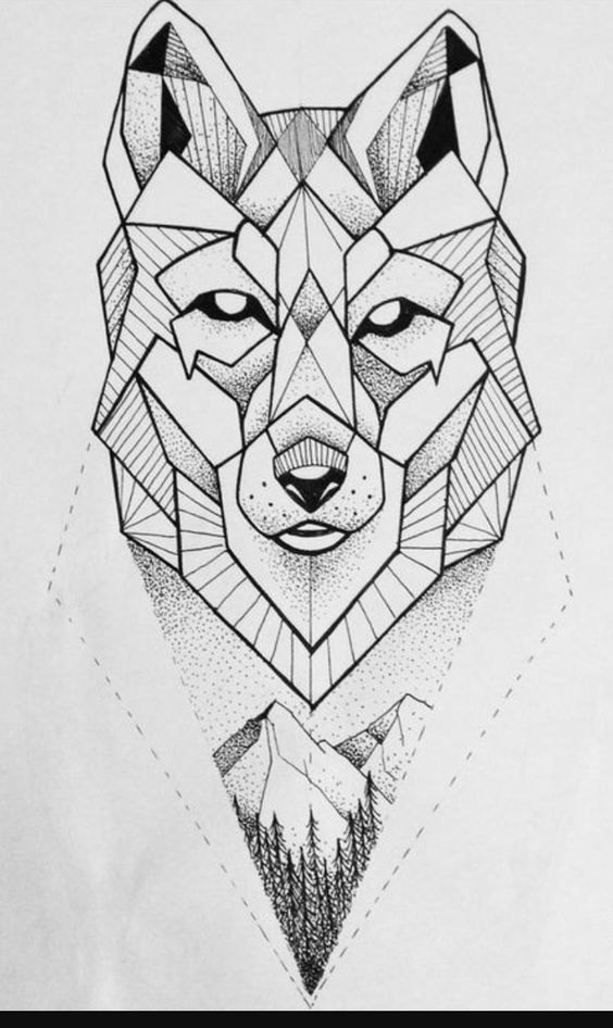 Geometric Wolf Dotwork