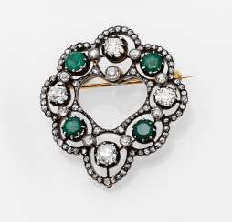 Smaragd-Diamant-Brosche