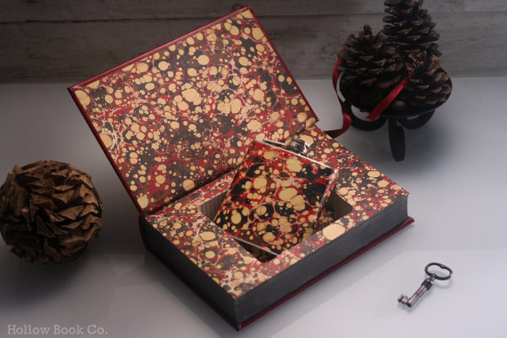 Hollow Book Safe & Marbled Flask Dracula (LEATHER BOUND) #safe #flask #dracula #book #etsy #marble #nosferato