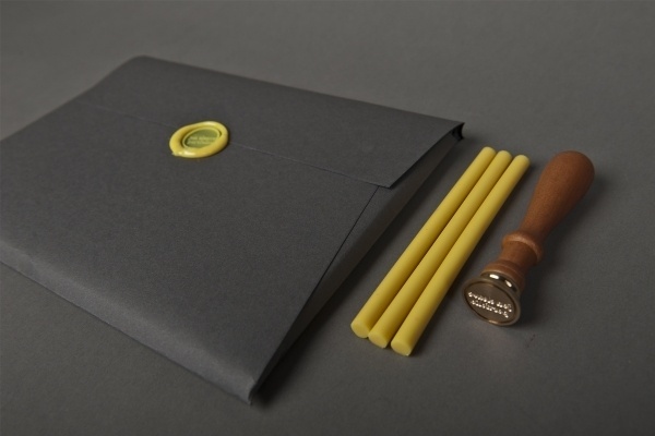 jon cleave #stamp #portfolio #yellow #wax #grey