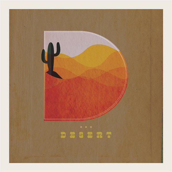The letter D illustrated as a desert #mccarty #cut #design #illustration #sand #mjmccarty #type #cactus #paper #desert #michael