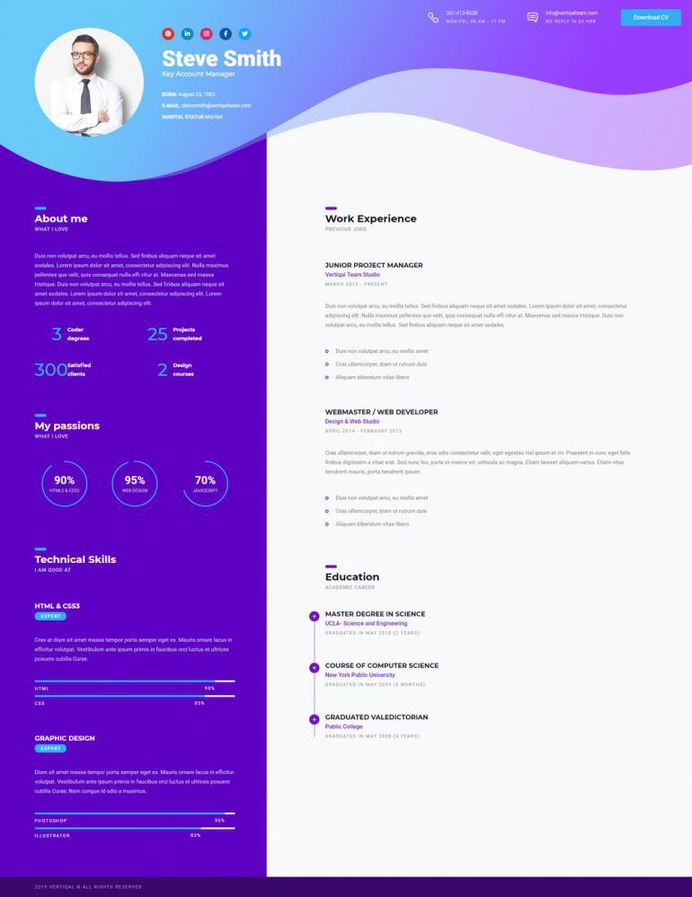 Business CV – HTML5 Online Resume & Personal Portfolio